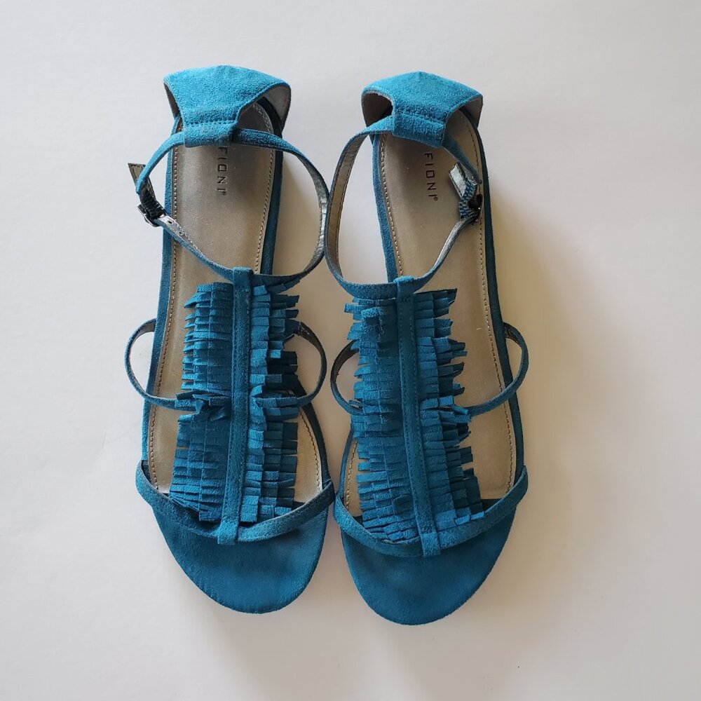 Fioni Turquoise Blue Fringed Sandals Size 9.5 - Picture 9 of 9